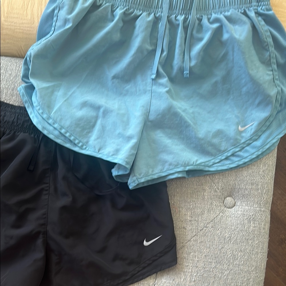 Nike Women's Athletic Shorts - Light Blue and Black